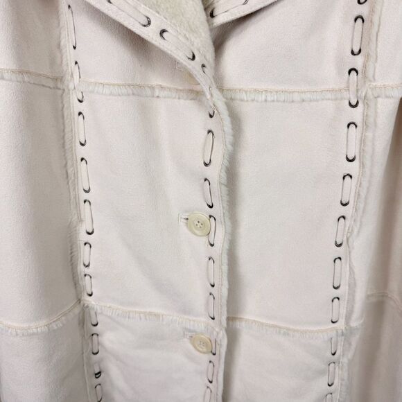 Western Cream Whipstitch Rodeo Faux Fur Suede Coat Jacket 1X - Picture 5 of 7